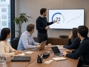 Discussing NPS Score at a Meeting